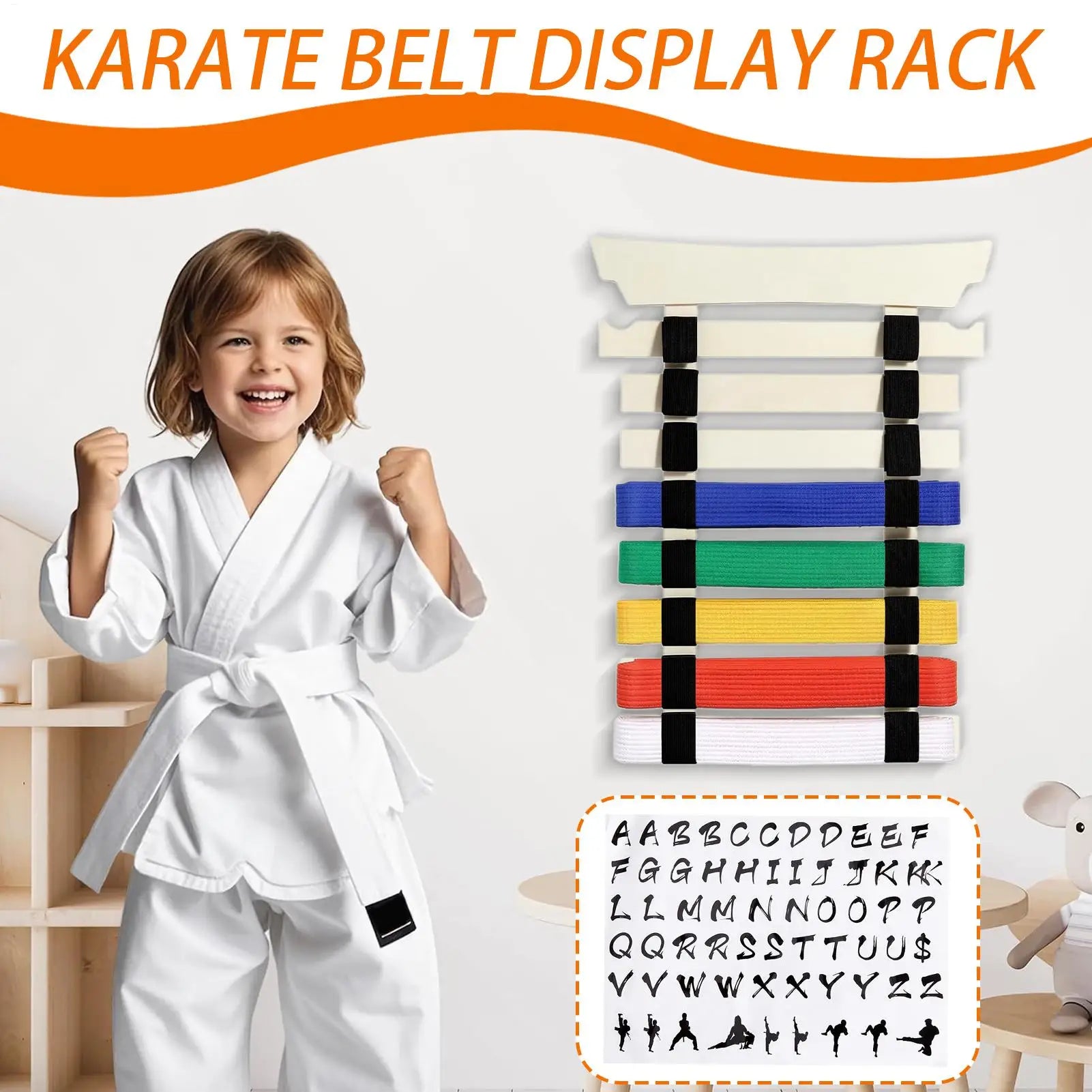 Taekwondo Belt Display Holder With Hanger And Stickers