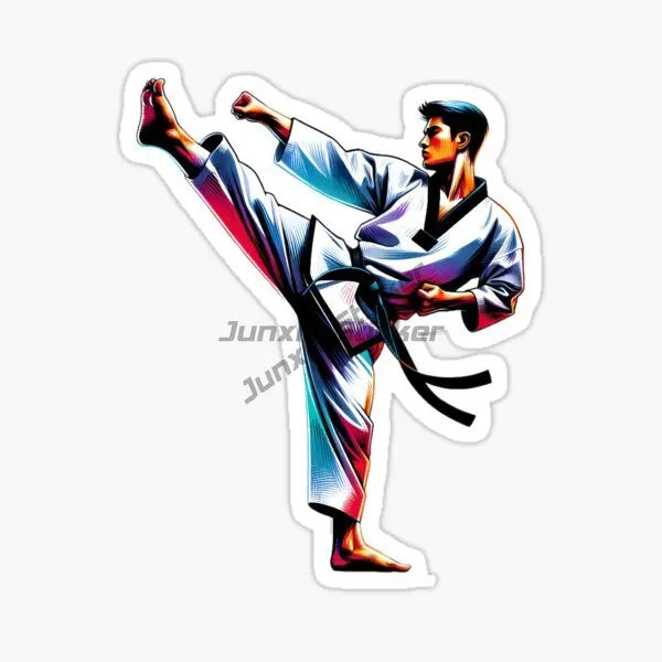 Taekwondo Combat Kicking Creative PVC Car Stickers Accessories Window Wall Decal Customizable Size 10 cm,13cm,16cm ,20 cm sizes