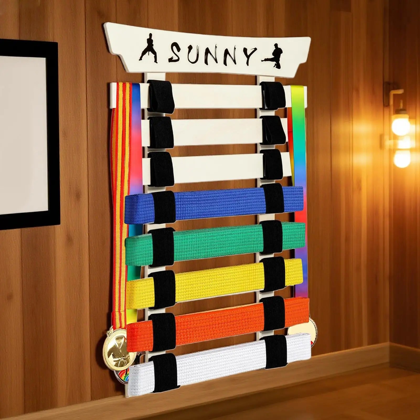Taekwondo Belt Display Holder With Hanger And Stickers