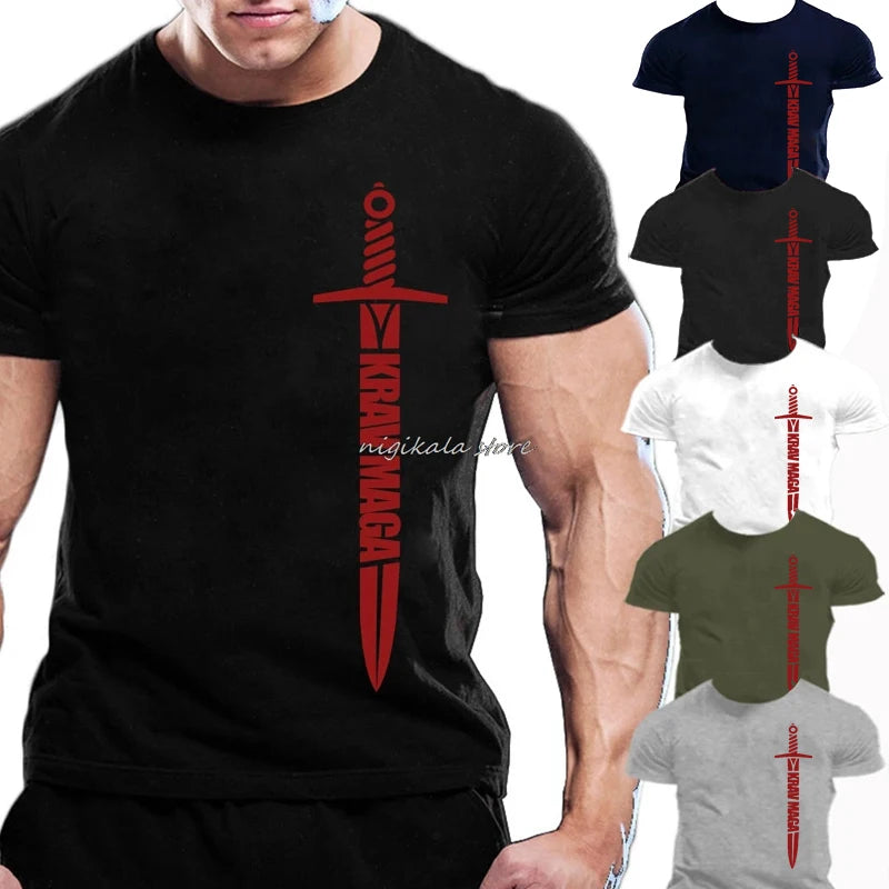 Mens Fashion Man Krav Maga T-shirt Trainer Workout Fighting Casual Tee Shirts