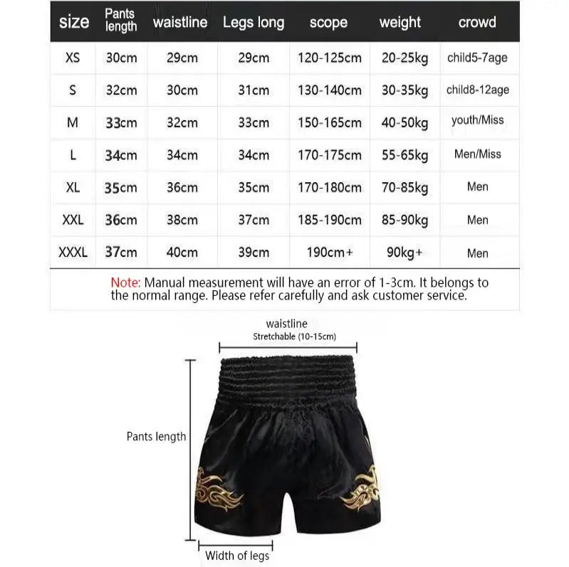 Men Women Muay Thai shorts Martial Arts Training Shorts